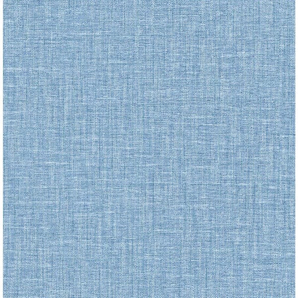 A-Street Prints Jocelyn Blue Faux Linen Blue Wallpaper Sample