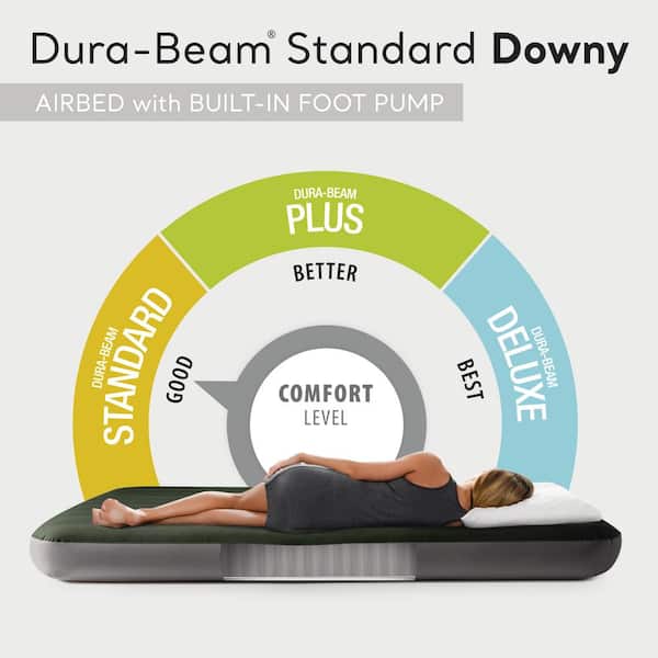 Queen Gray Standard Dura Beam Downy Air Mattress with Built-In Pump
