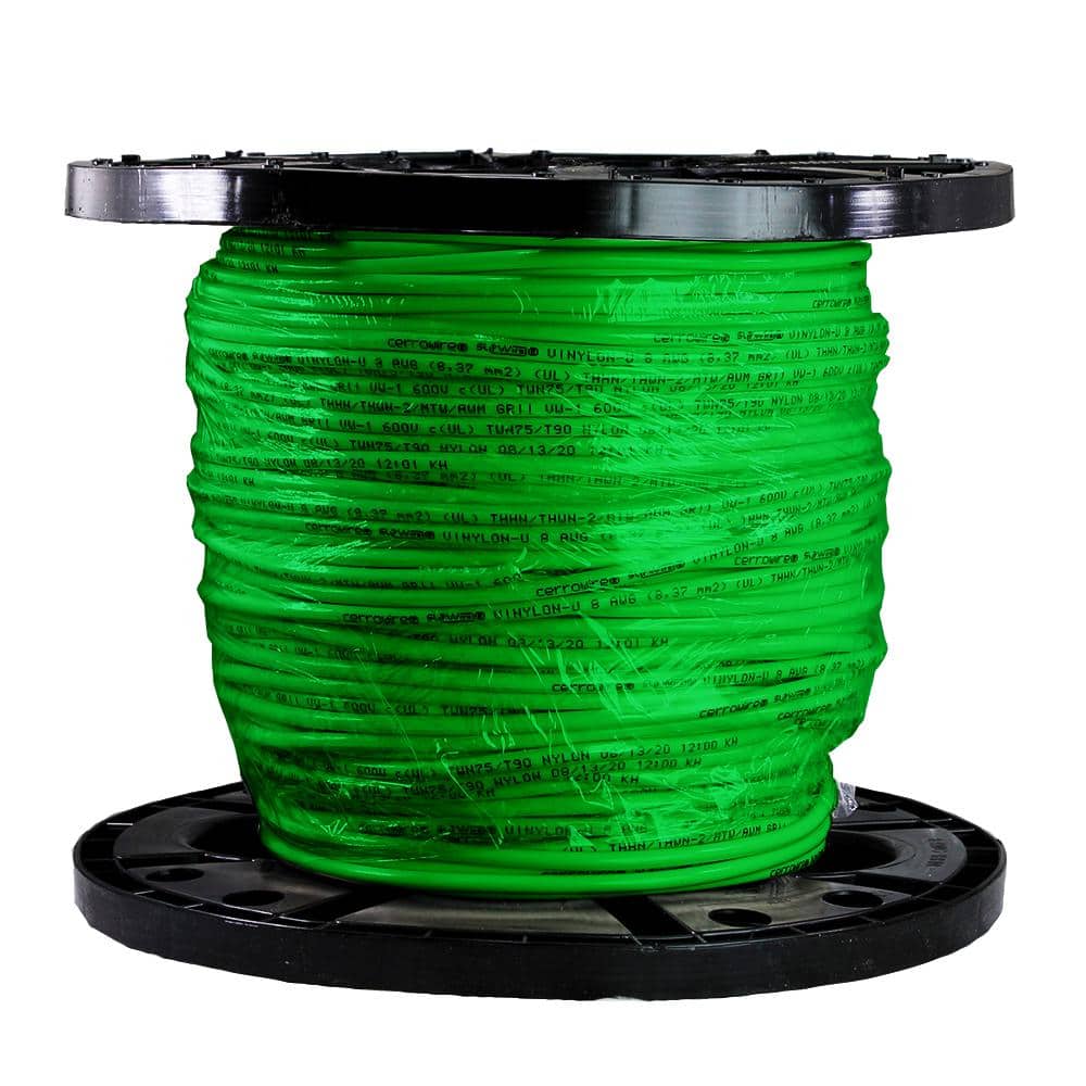 Southwire 500 ft. 8 Green Solid CU TW Wire 14118403 - The Home Depot
