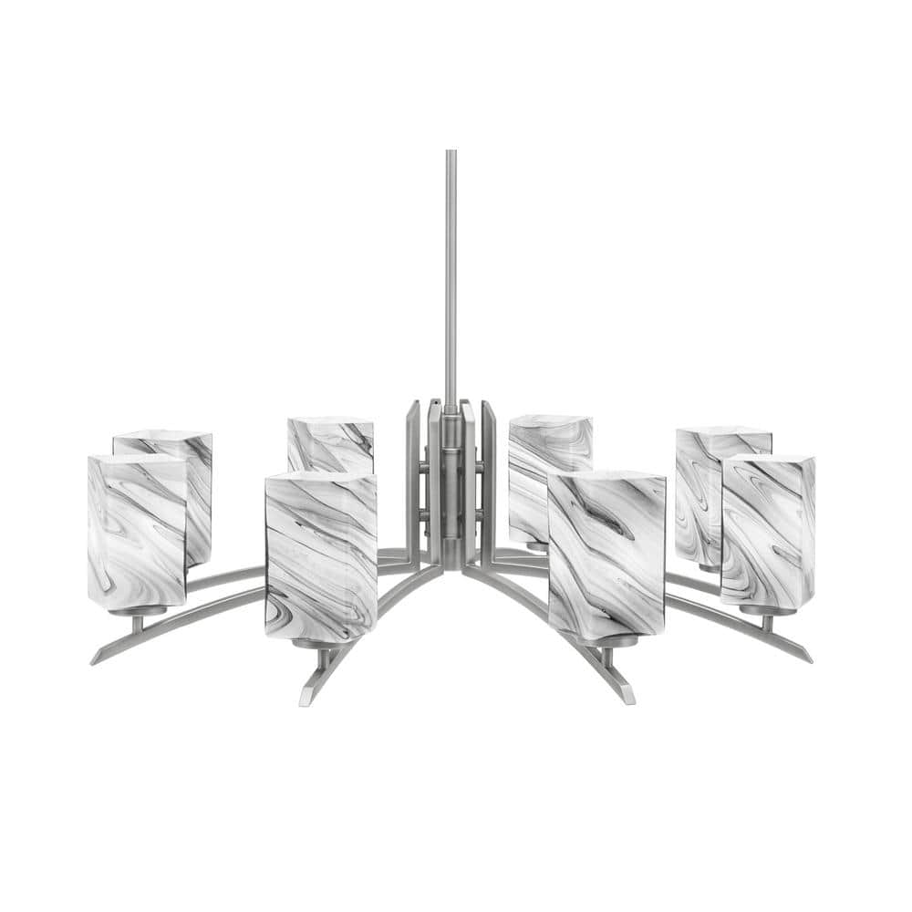Siena 8-Light Graphite Chandelier, Round Chandelier with Onyx Swirl Glass S