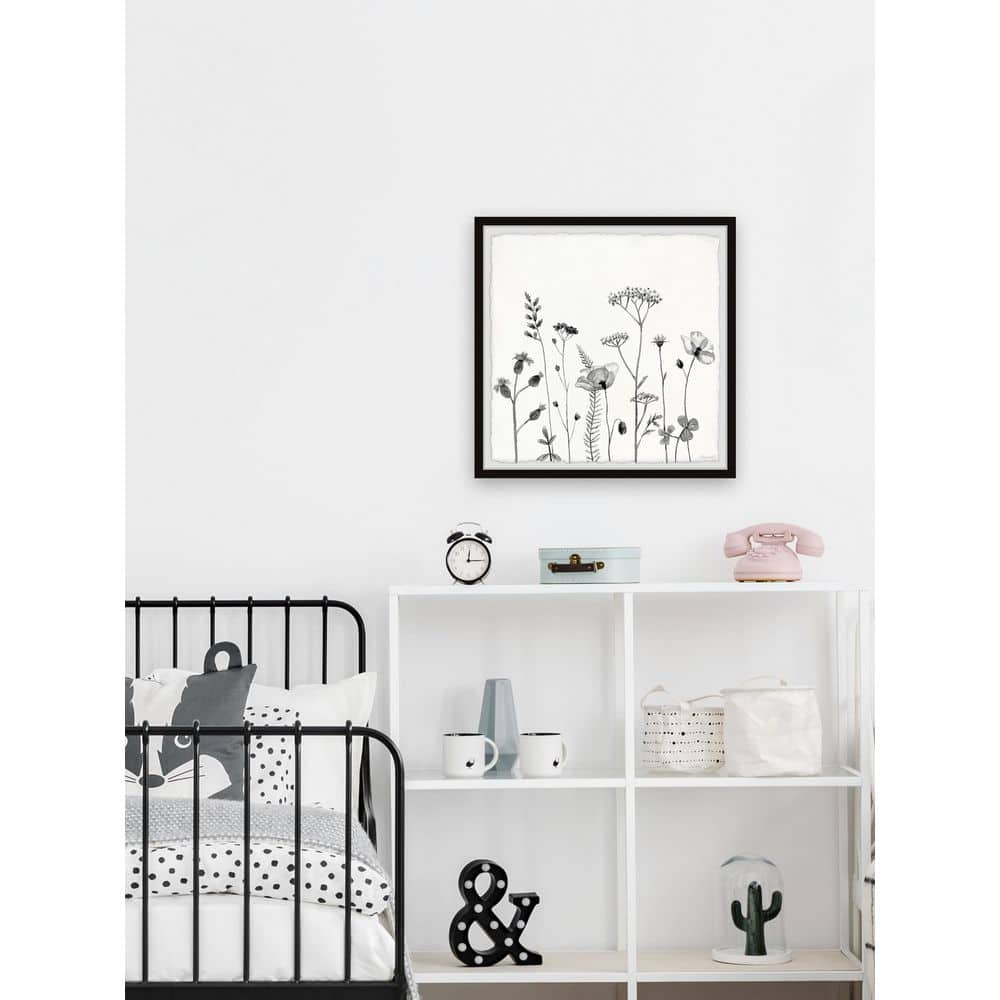 Gray Floral Watercolor Framed Print, 18" x 18"