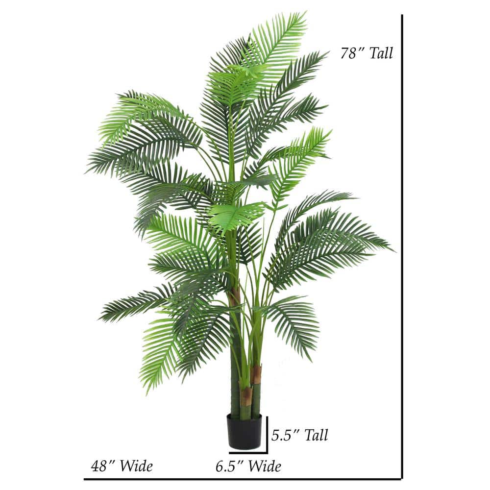 84" Green Silk Paradise Palm Tree in Black Matte Planter Pot