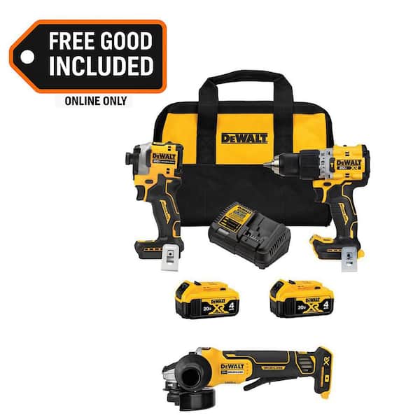 20V MAX Lithium-Ion Cordless 3-Tool Combo Kit and 4.5 in. Angle Grinder with (2) FLEXVOLT 6.0 Ah Batteries and Charger