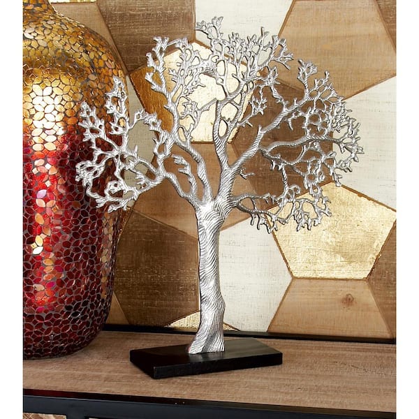 Litton Lane 4 in. x 19 in. Silver Aluminum Tree Sculpture