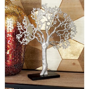 4 in. x 19 in. Silver Aluminum Tree Sculpture