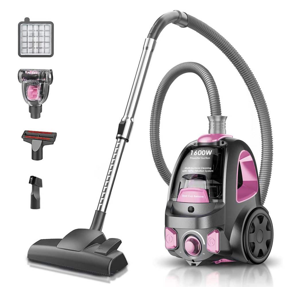 1600W Bagless Corded Canister Vacuum w 40Kpa Powerful Suction, 3.7QT Dust Cup, HEPA Filter for Hard Floor Carpet, Pink price history on PriceWatchPro