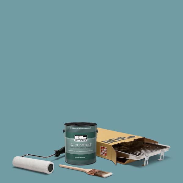 BEHR 1 gal. #PPU13-07 Voyage Extra Durable Semi-Gloss Enamel Interior Paint and 5-Piece Wooster Set All-in-One Project Kit