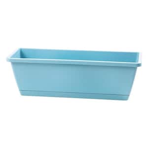 19.7 in. x 7.7 in. x 6 in. Blue Rectangle Plastic Planting Pot