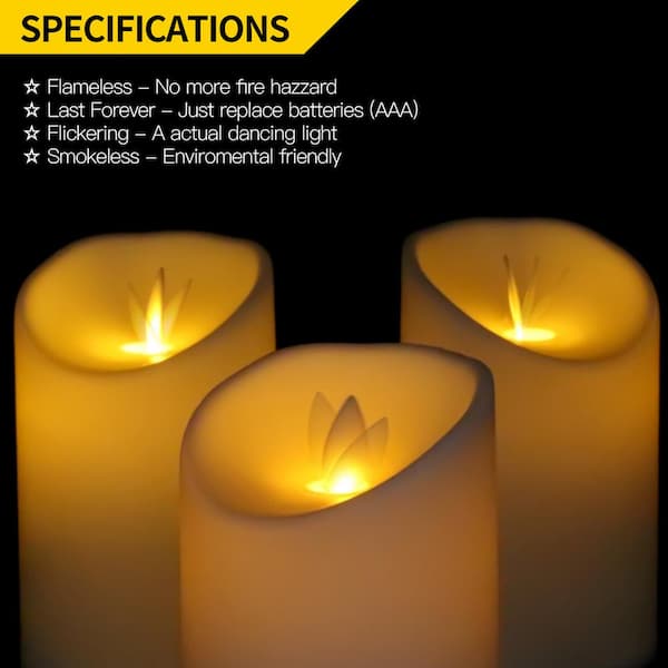 6pc LED Timer Flameless Candles Flickering faux Wax Drip 2'-9' Battery included 