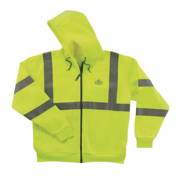 Ergodyne Medium Hi Vis Lime Zipper Hooded Sweatshirt
