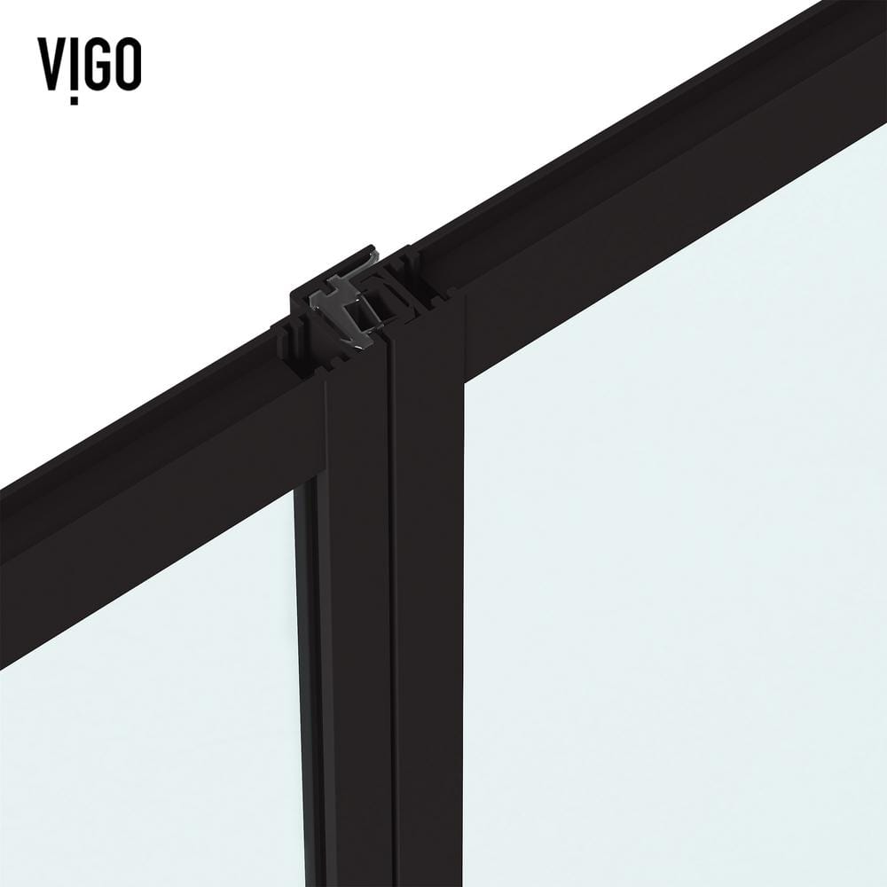 Meridian 60" Matte Black and Clear Grid Glass Shower Door