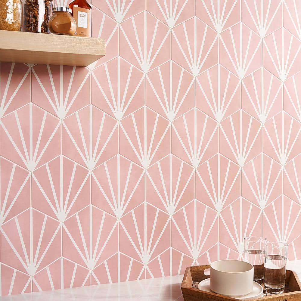 Blush Pink Matte Porcelain Hexagon Tile for Walls and Floors