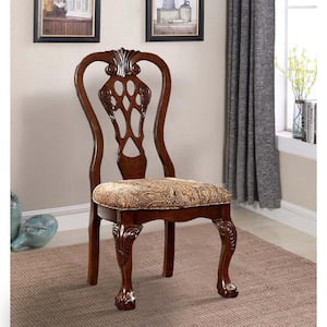 Elana Traditional Brown Cherry Side Chair with Fabric (Set of 2)