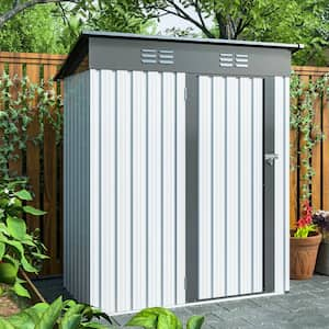 5 ft. x 3 ft. Outdoor Galvanized Metal Tool Storage Shed Covered 15 sq. ft. uare Feet with Lockable Door, Gray