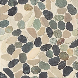 Hemisphere Pebble Sliced 2 in. x 2 in. Matte Malaga Bay Stone Mosaic Tile (11 sq. ft./Case)