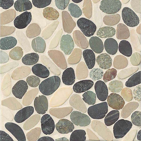 Bedrosians Hemisphere Pebble Sliced 2 in. x 2 in. Matte Malaga Bay Stone Mosaic Tile (11 sq. ft./Case)