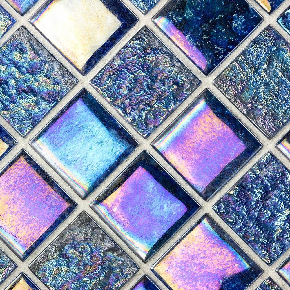 Indigo Iridescent Glass Mosaic Wall Tile