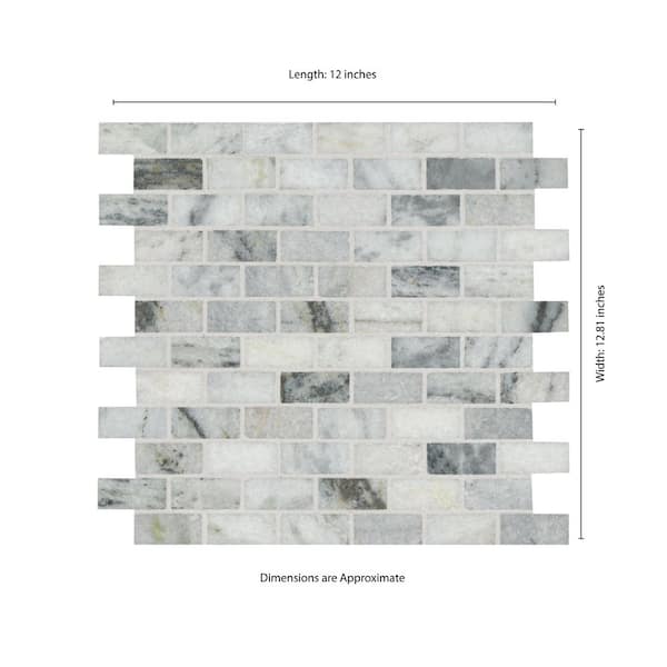 Carrara Classique Brick 12 in. x 12 in. Honed Marble Mesh-Mounted Mosaic Wall Tile (0.97 sq. ft./Each) Carrara Classique Brick 12 in. x 12 in. Honed Marble Mesh-Mounted Mosaic Wall Tile (0.97 sq. ft./Each)