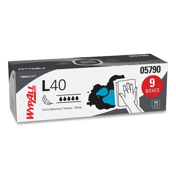 WYPALL L40 Towels, POP-UP Box, White, 16-2/5 in. x 9-4/5 in., 100