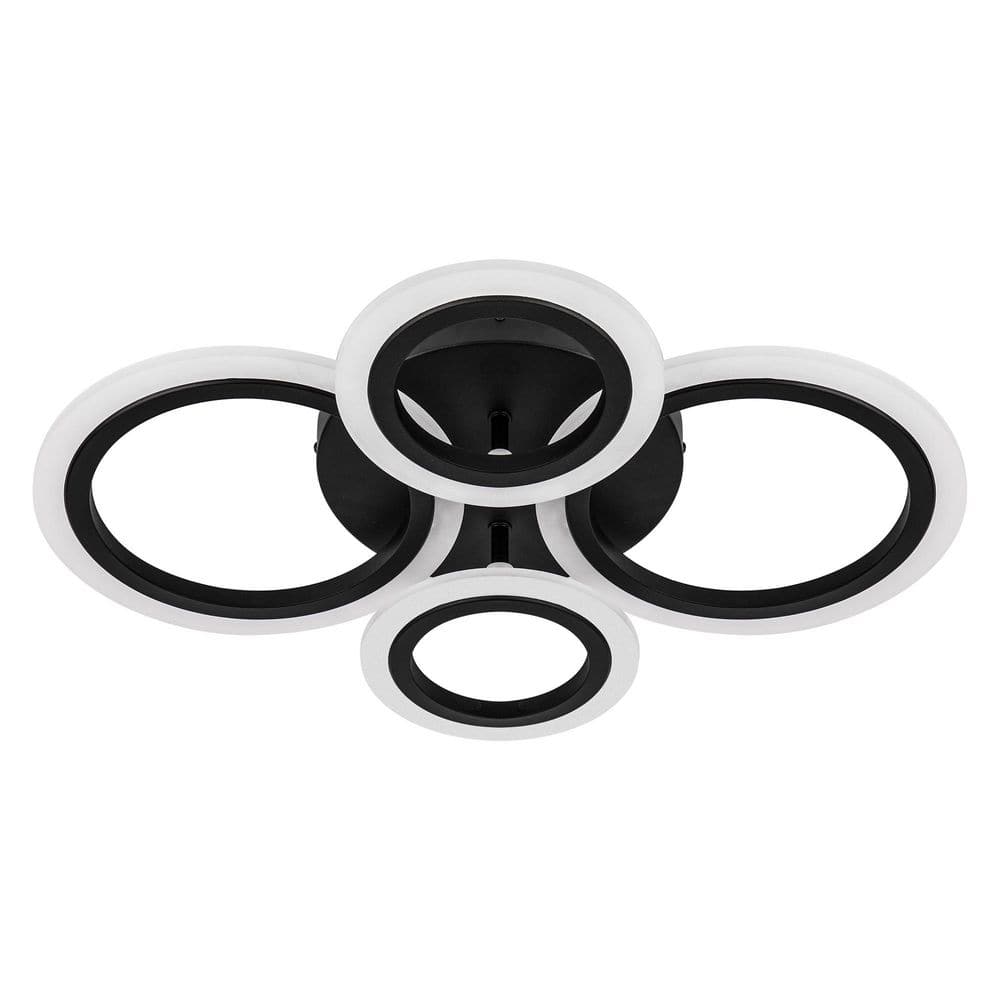 16.5 in. 4 Ring Modern Black Flush Mount Ceiling Light with Integrated LED, Neutral White Light, for Dining Room Bedroom price history on PriceWatchPro
