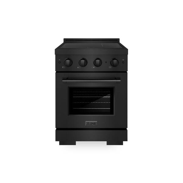 24 in. 3.2 cu. ft. Paramount Induction Range with 3 Element Cooktop and Electric Convection Oven in Black Stainless