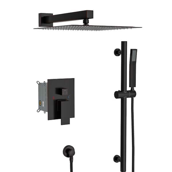 Unbranded Single Handle 1-Spray Shower Faucet 1.8 GPM with Handheld Shower and Flexible Slide Bar Combo Set in. Oil Rubbed Bronze