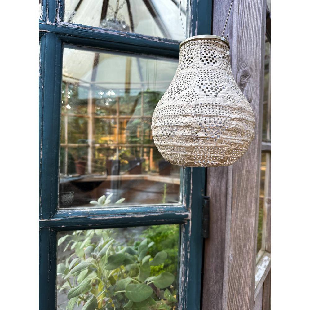 Pearl White Tyvek Cordless Outdoor Solar Lantern