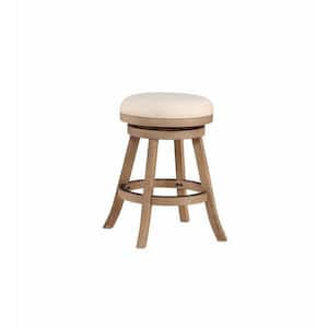 Fenton 24 in. Backless Wood Swivel Barstool in Driftwood Gray and Ivory