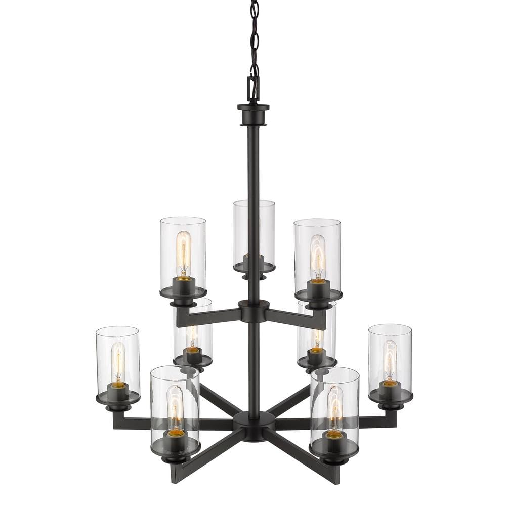 Savannah 29" Bronze Chandelier with Clear Glass Shades