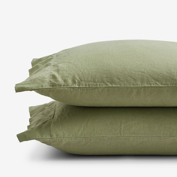 The Company Store Legends Hotel Moss Green Relaxed Linen King Pillowcases (Set of 2)