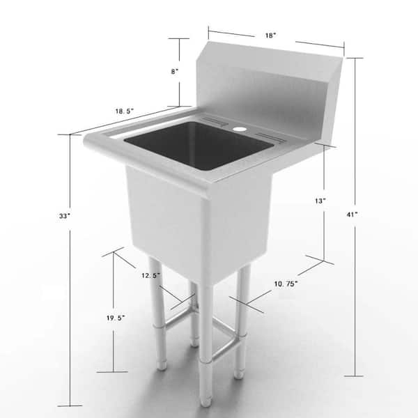 Commercial 18 Utility Sink w/ Faucet (Stainless Steel)