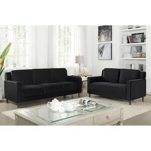 Horfel 78 in. Black Fabric 3-Seat Sofa