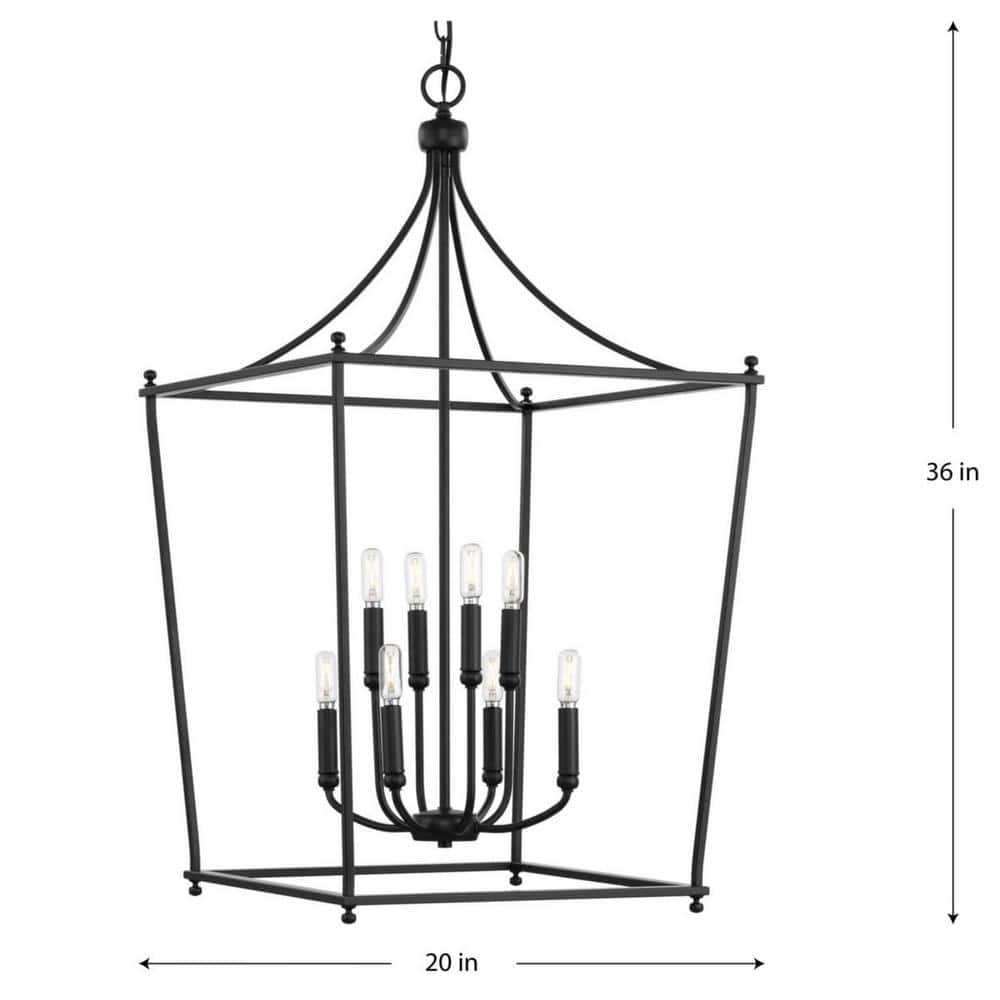 Parkhurst Matte Black 36" Steel Cage Foyer Pendant Light