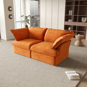 82.6 in. Orange Linen 2-Seater Down-Filled Modular Free Combination Loveseat Sofa