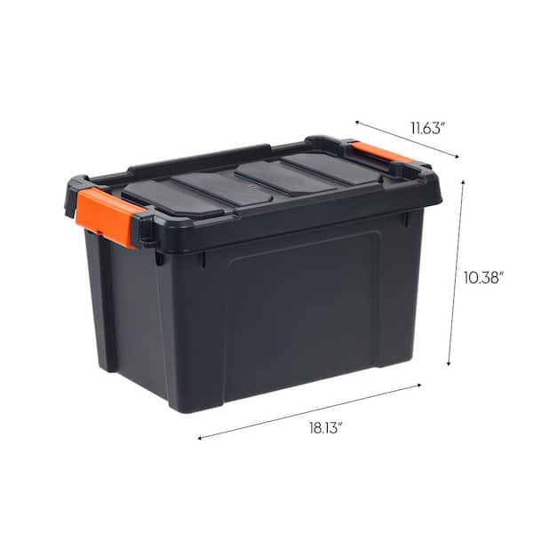 Mainstays 20 Gallon Plastic Latching Storage Container, Black Base