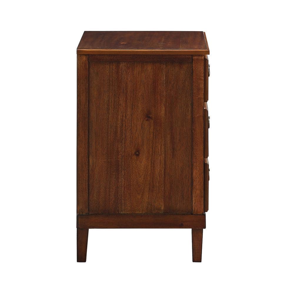 Cambridge Brown Acacia Veneer 3-Drawer Nightstand