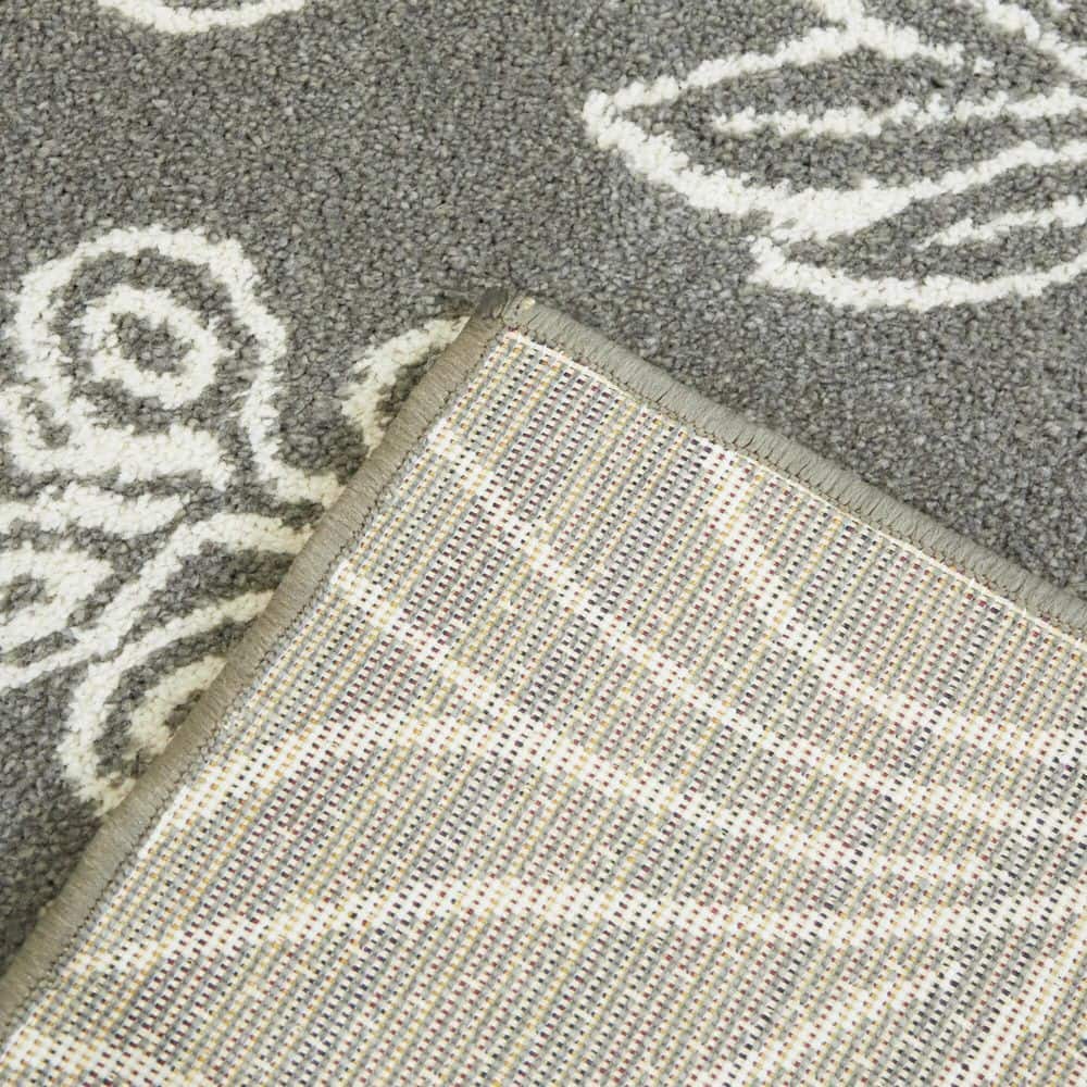 Gray Synthetic Non-slip Rectangular Kids' Dinosaur Rug