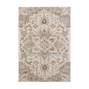 Janus Cream 7 ft. 10 in. x 10 ft. Traditional Floral Medallion Area Rug