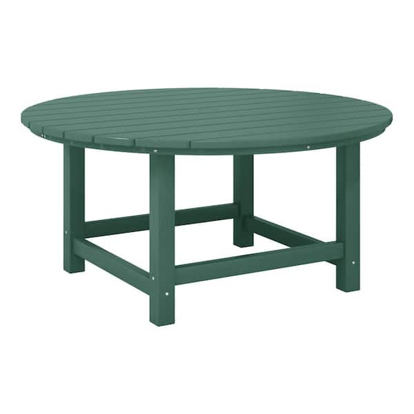WESTIN OUTDOOR Laguna Outdoor Patio All Weather Fade Proof 38 in. Round HDPE Plastic Conversation Coffee Table in Dark Green