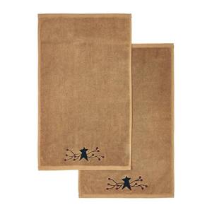 Pip Vine Star Tan Country Black Primitive Country Cotton Hand Towel (Set of 2)