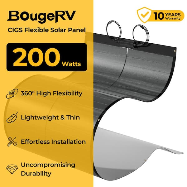 200-Watt CIGS Thin-Film Flexible Lightweight Solar Panel with Pre-Punched Holes for Easy Installation