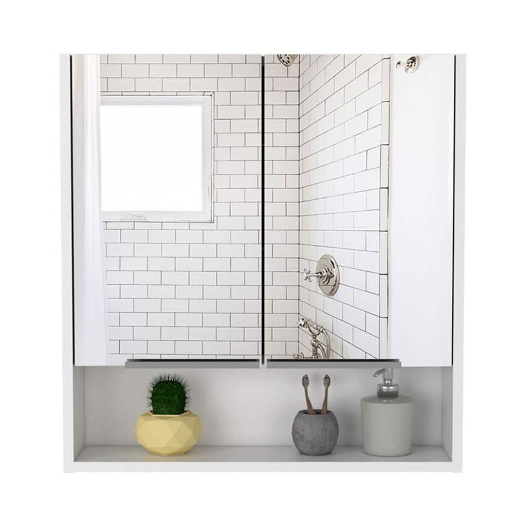 23.6 in. W x 24.6 in. H Rectangular Wood Medicine Cabinet with Mirror, 3 In