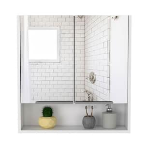 23.6 in. W x 24.6 in. H Rectangular Wood Medicine Cabinet with Mirror, 3 Internal Shelves in White