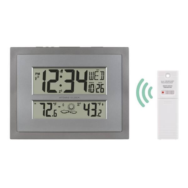La Crosse Atomic Digital Wall Clock With Temperature & Forecast - Self-Setting Time