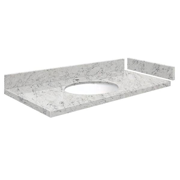 Transolid Silestone 40.25 in. W x 22.25 in. D Quartz White Round Single Sink Vanity Top in Pietra