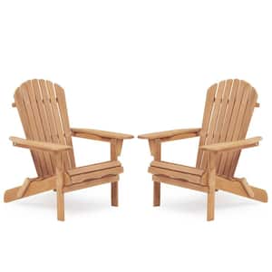 Light Brown Folding Adirondack Chair Set of 2 Patio Chair for Garden