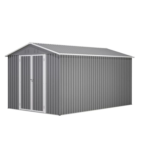 8 ft. W x 12 ft. D Metal Shed with Lockable Double Doors, Sloped Roof and Aluminum Frame (96 sq. ft.)