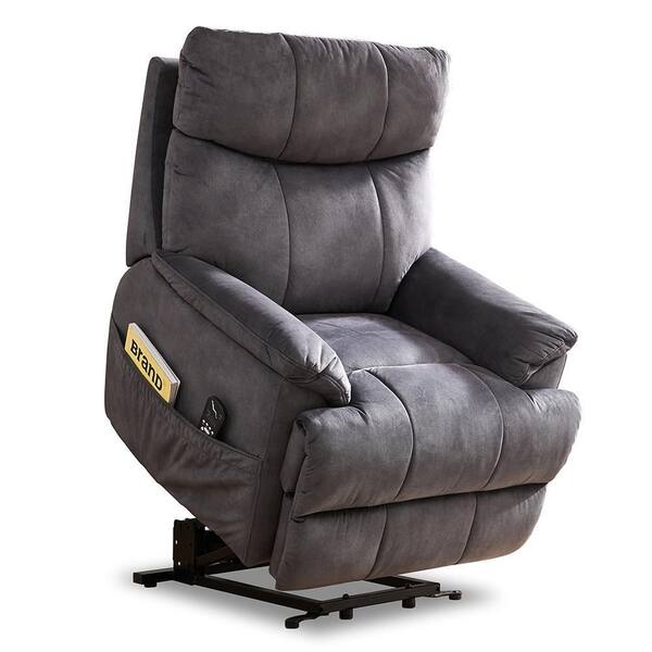 YOFE Large Gray Velvet Manual Recliner Chair with USB and 2-Cup Holders,  360° Swing Massage Heated Single Sofa Chair CamyGY-GIS00006W1521-Recliner01  - The Home Depot