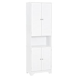 23.5 in. W x 11.75 in. D x 71.75 in. H White Linen Cabinet with Shelves and 2 Cupboards