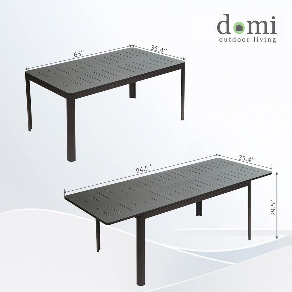 Dark Brown Expandable Aluminum Outdoor Dining Table for 8